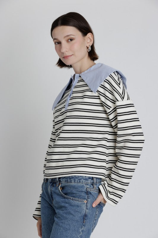 Jessa Oversized Collar Polo Shirt