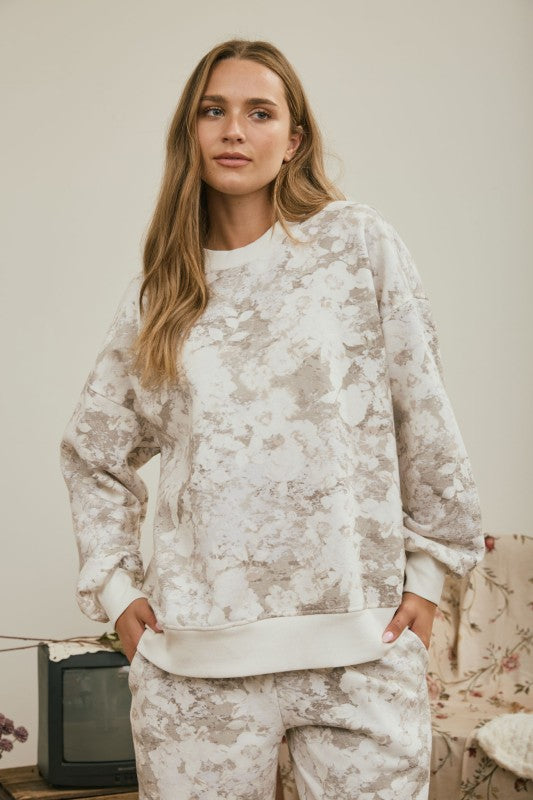 FLORA LOUNGE PANTS AND CREW KNIT SET