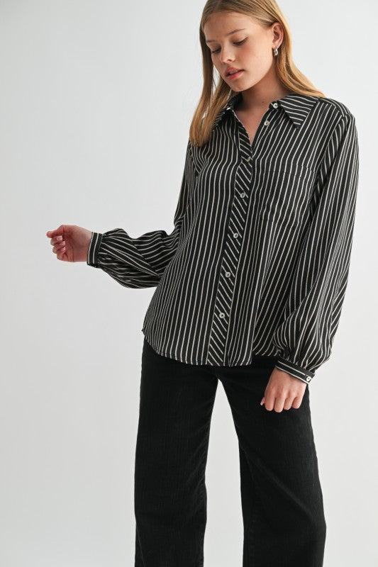 Stripe Button Blk