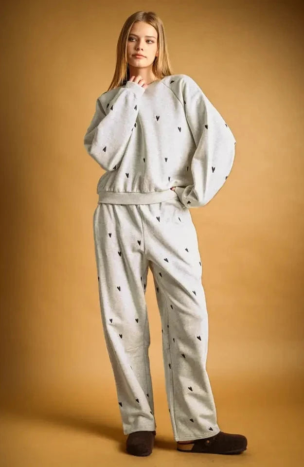 Melange Heart Embroidered Set