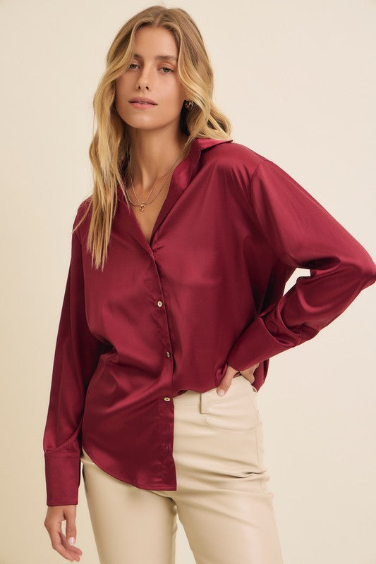 SATIN BUTTON DOWN