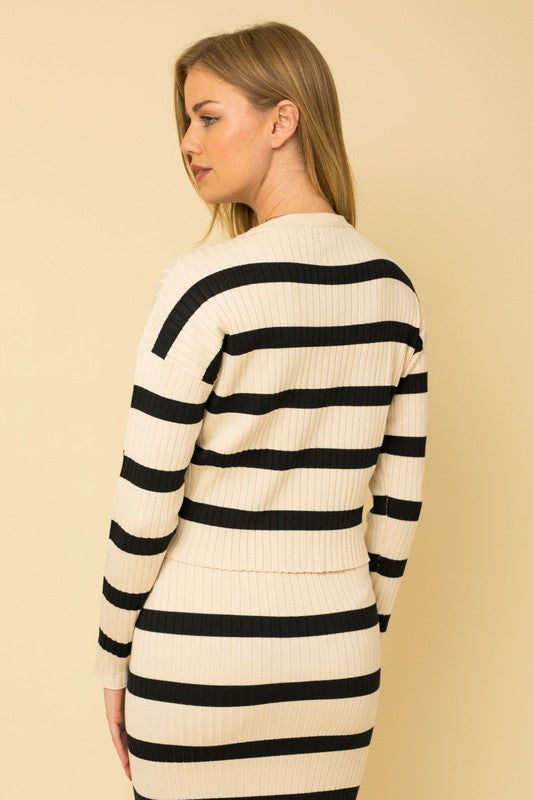 Stripe Ribbed Sweater Top