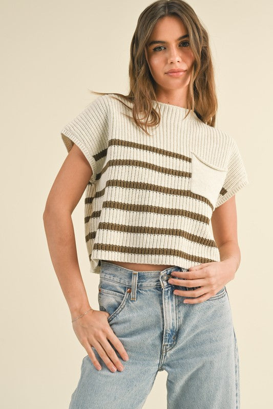 Forest Green Striped Knit