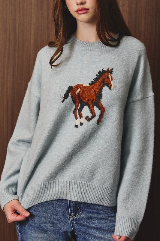 Elowen Crew Neck Horse Sweater