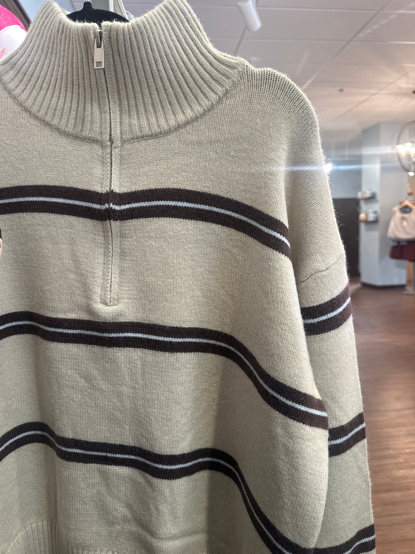 Zenly Stripe Mock Neck