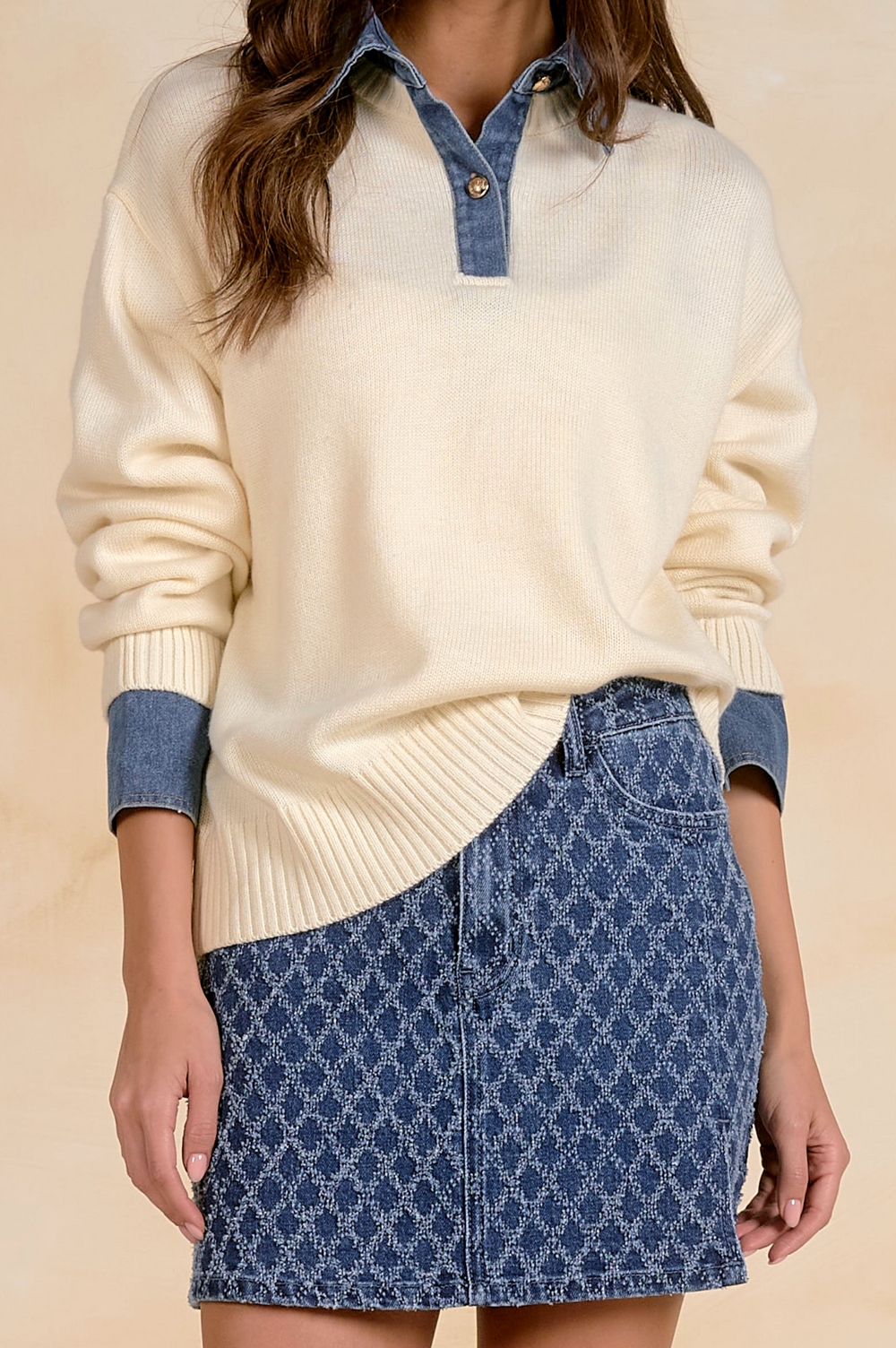 Jayda Collared Denim Sweater