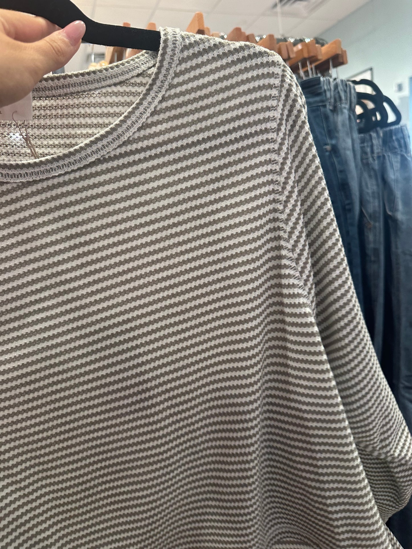 Nadine Striped Waffle Top