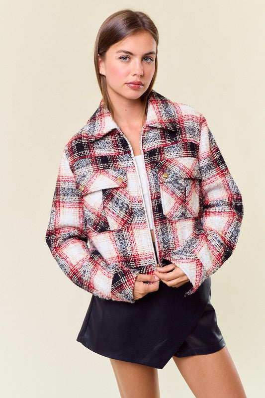 Gemma Textured Plaid Jacket