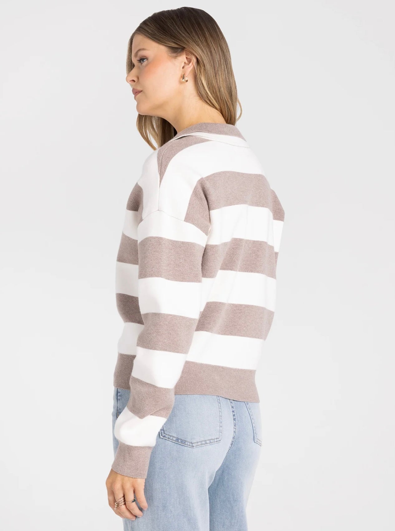 Neona Heather Taupe Stripe Top