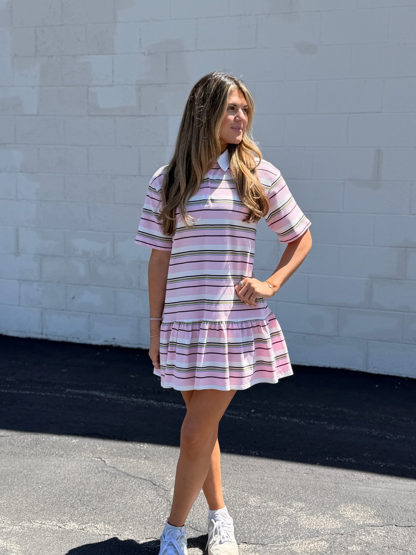 Addy Stripe Polo Pink