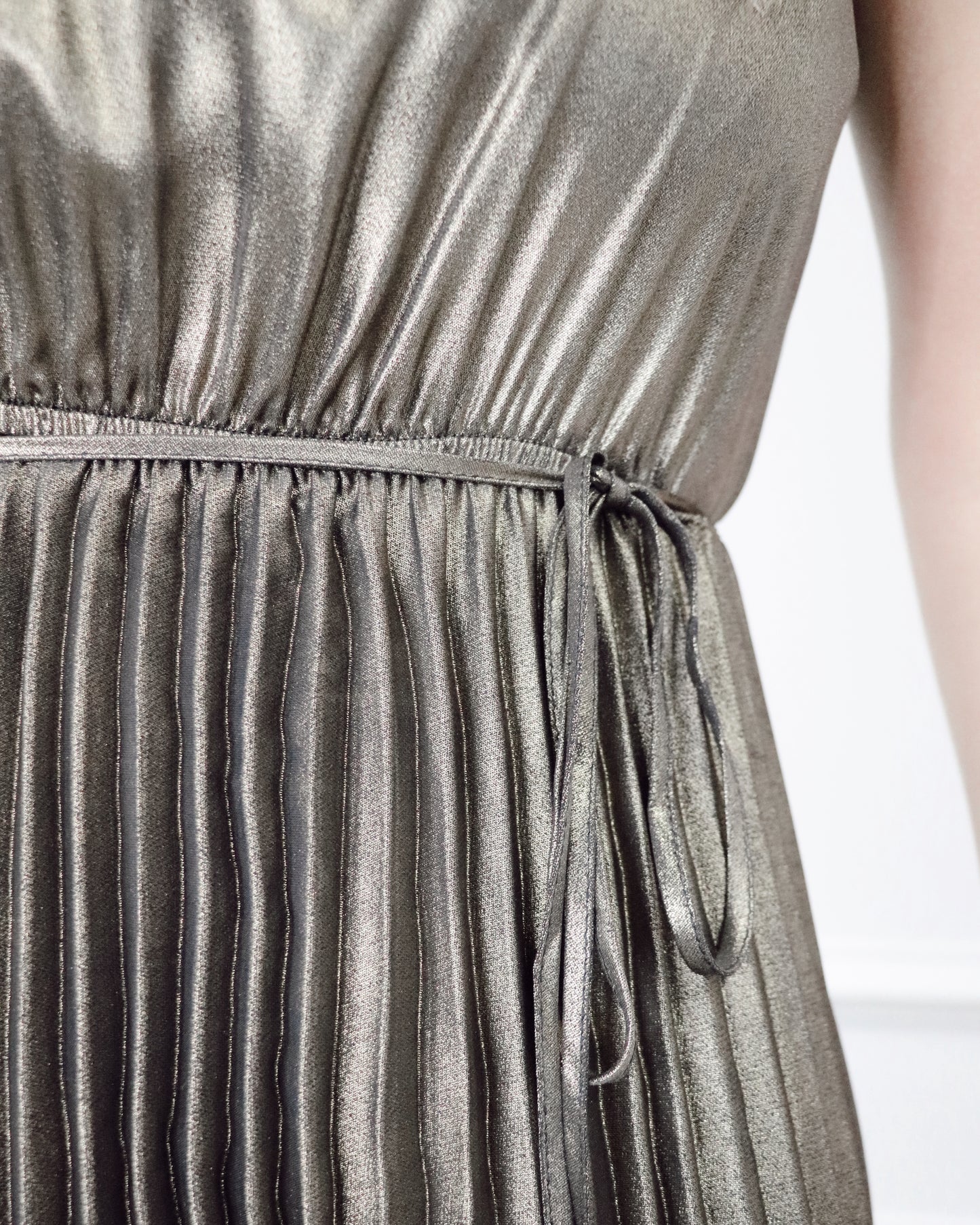 Metallic pleated dress