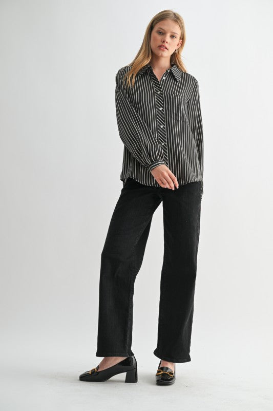 Stripe Button Blk