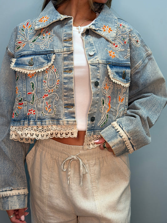 POL Denim Crop Jacket