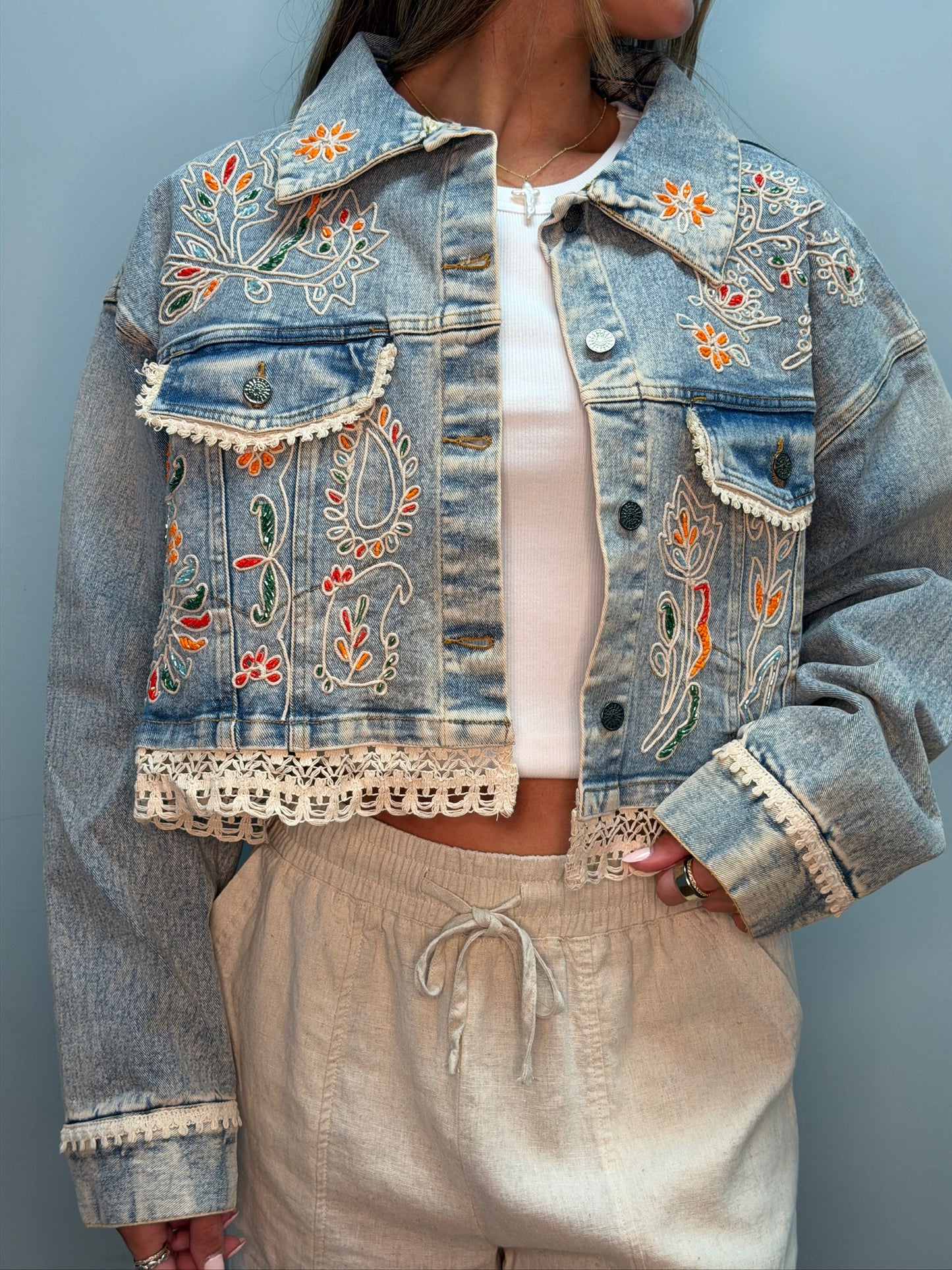 POL Denim Crop Jacket