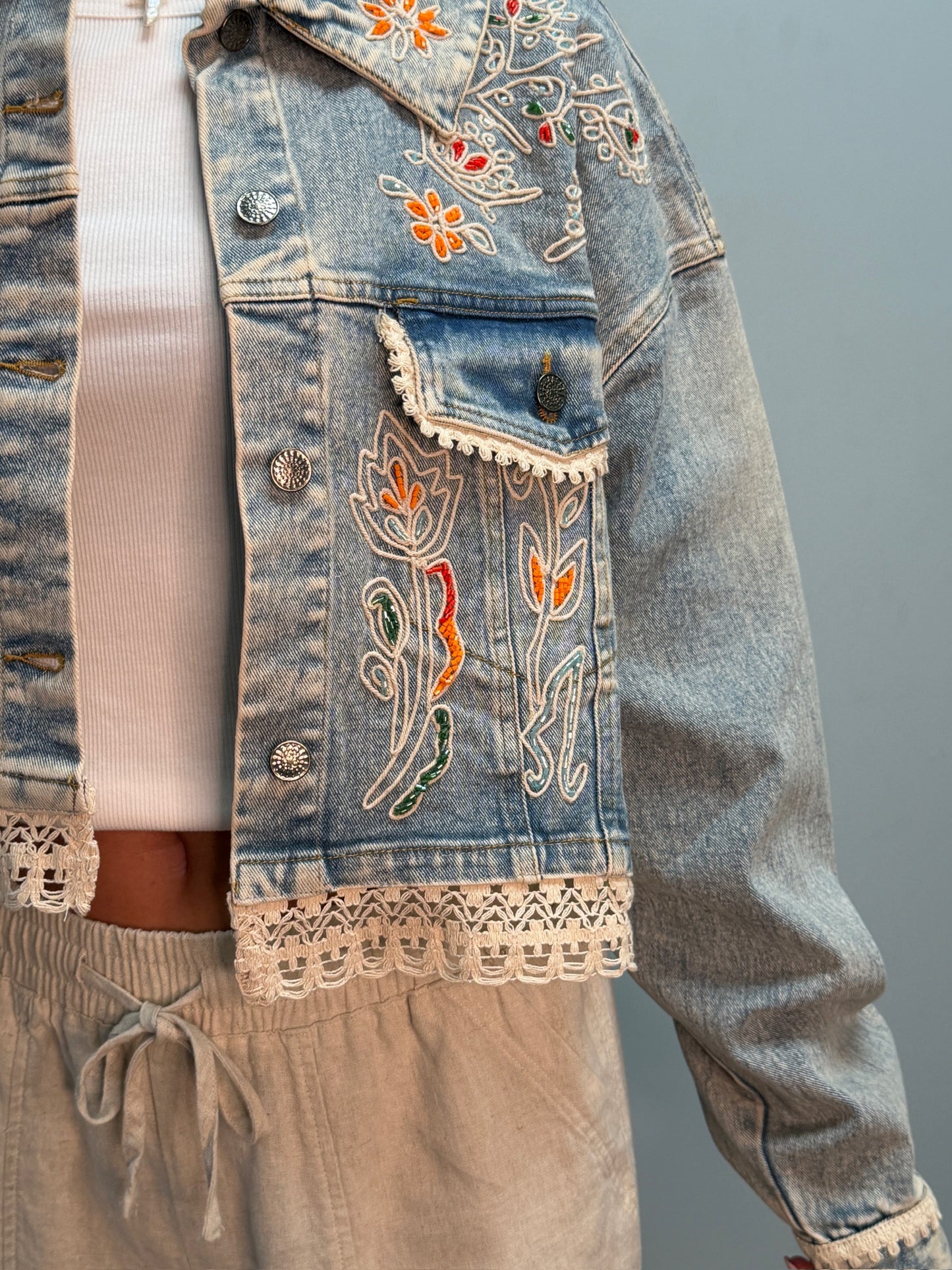 POL Denim Crop Jacket