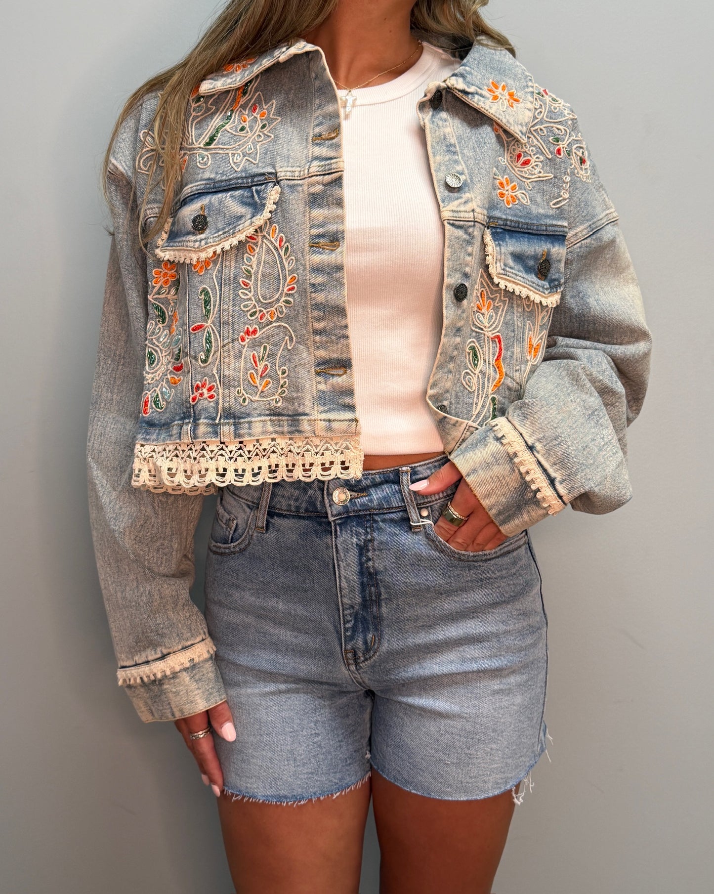 POL Denim Crop Jacket