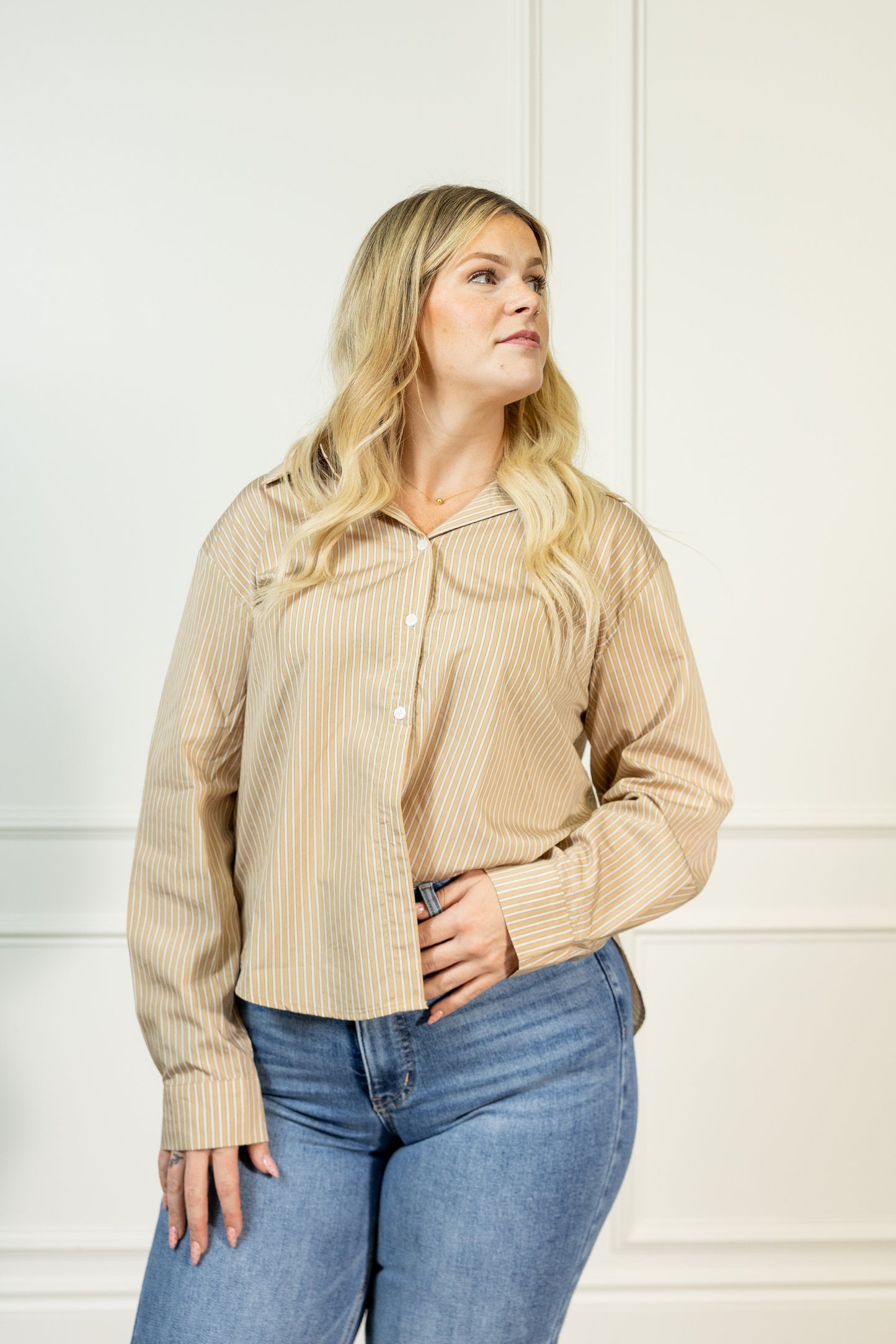 Senla Tan Stripe Top