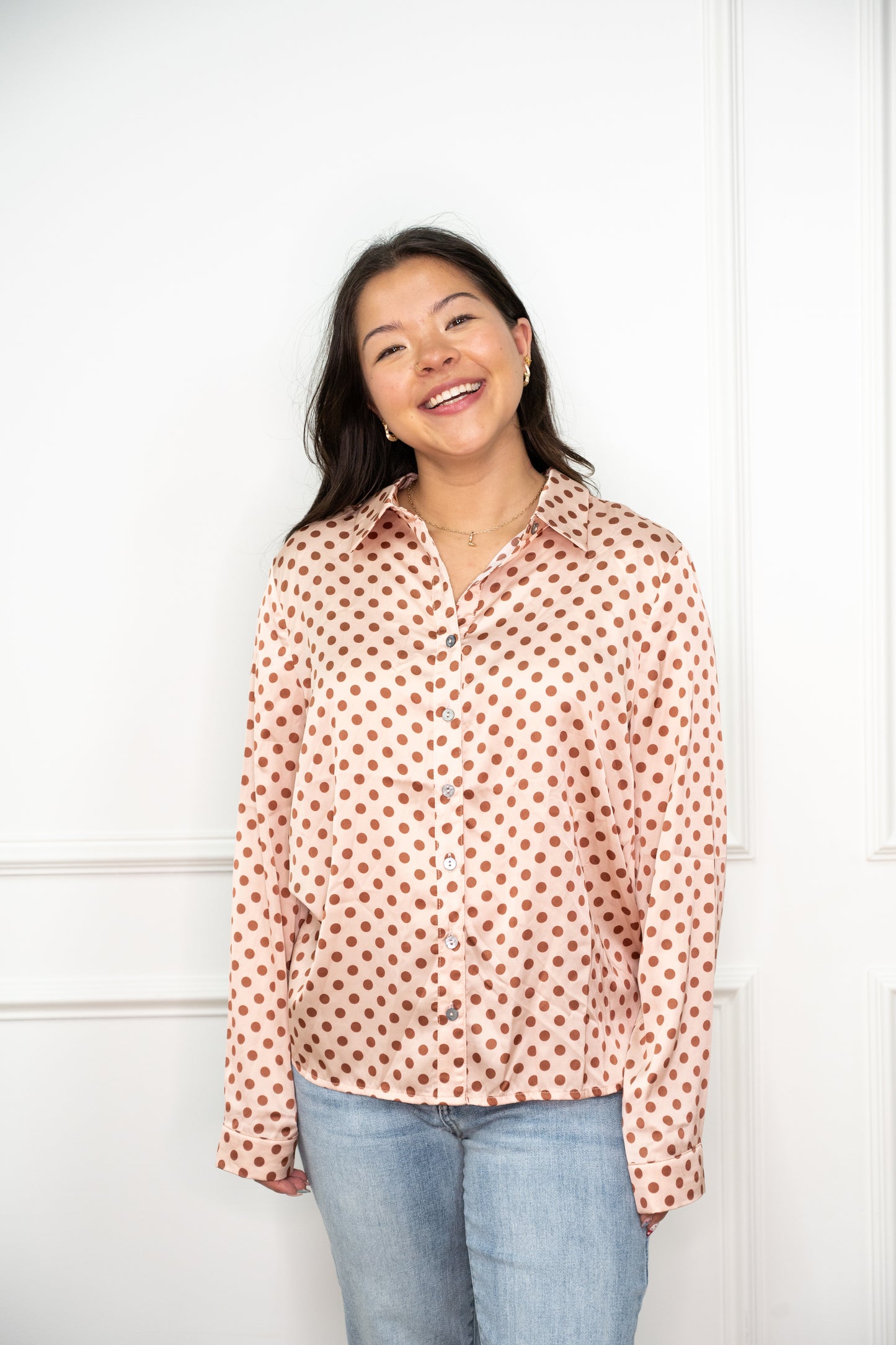 Semma Polka Dot Button Up