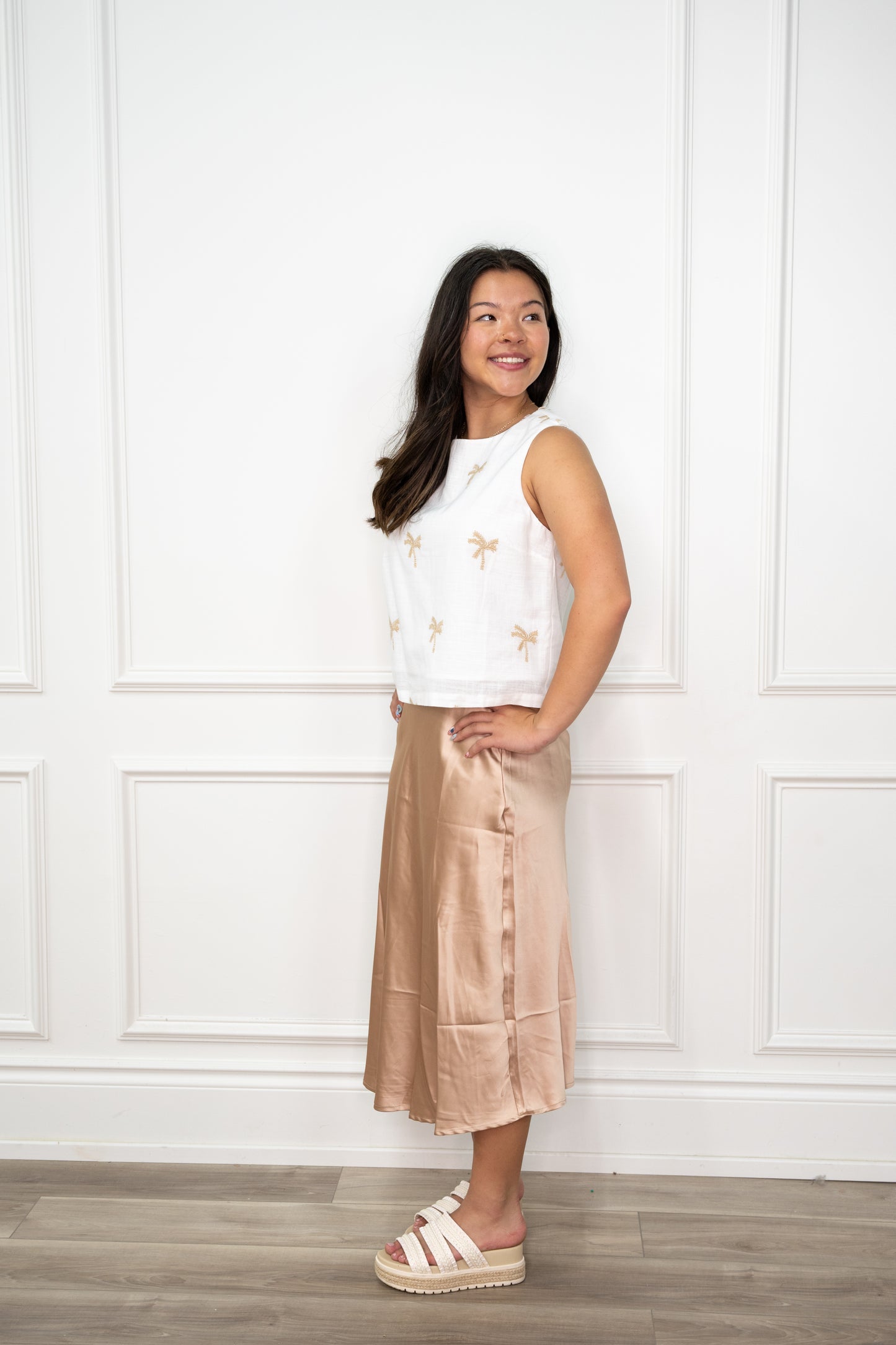 Ramona Satin Midi Skirt