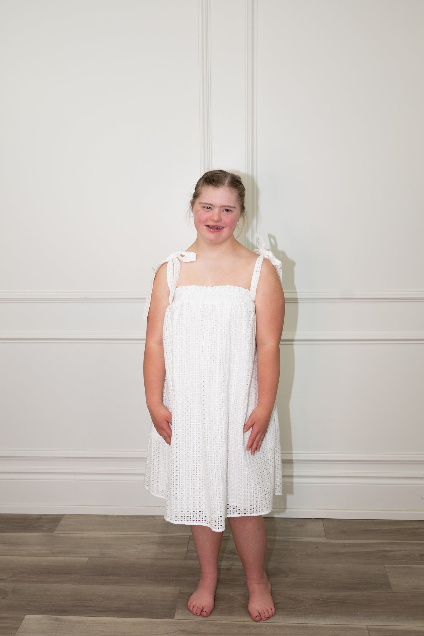 Woven Eyelet Mini Dress