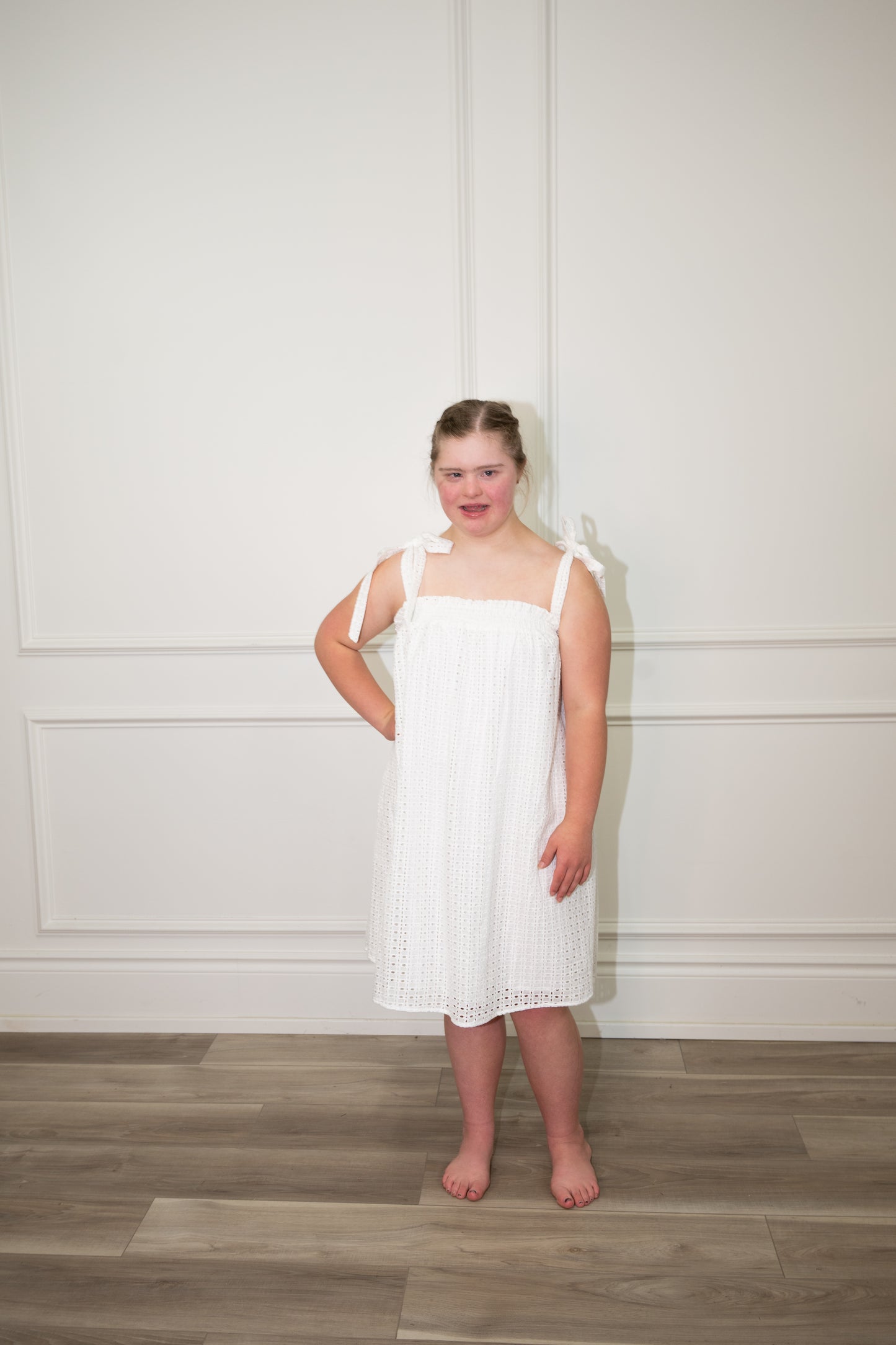 Woven Eyelet Mini Dress