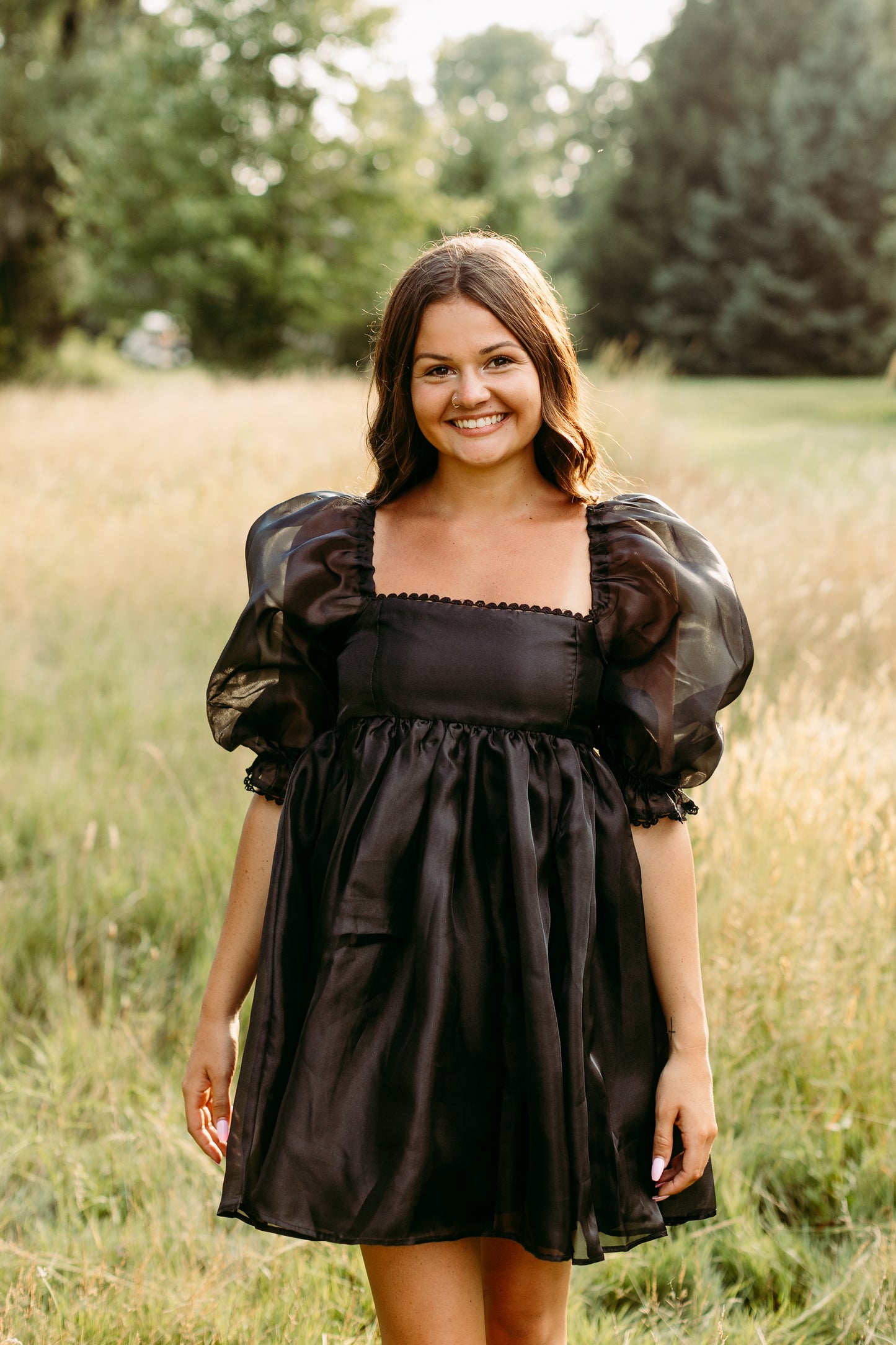 Black Tuelle Babydoll Mini Dress