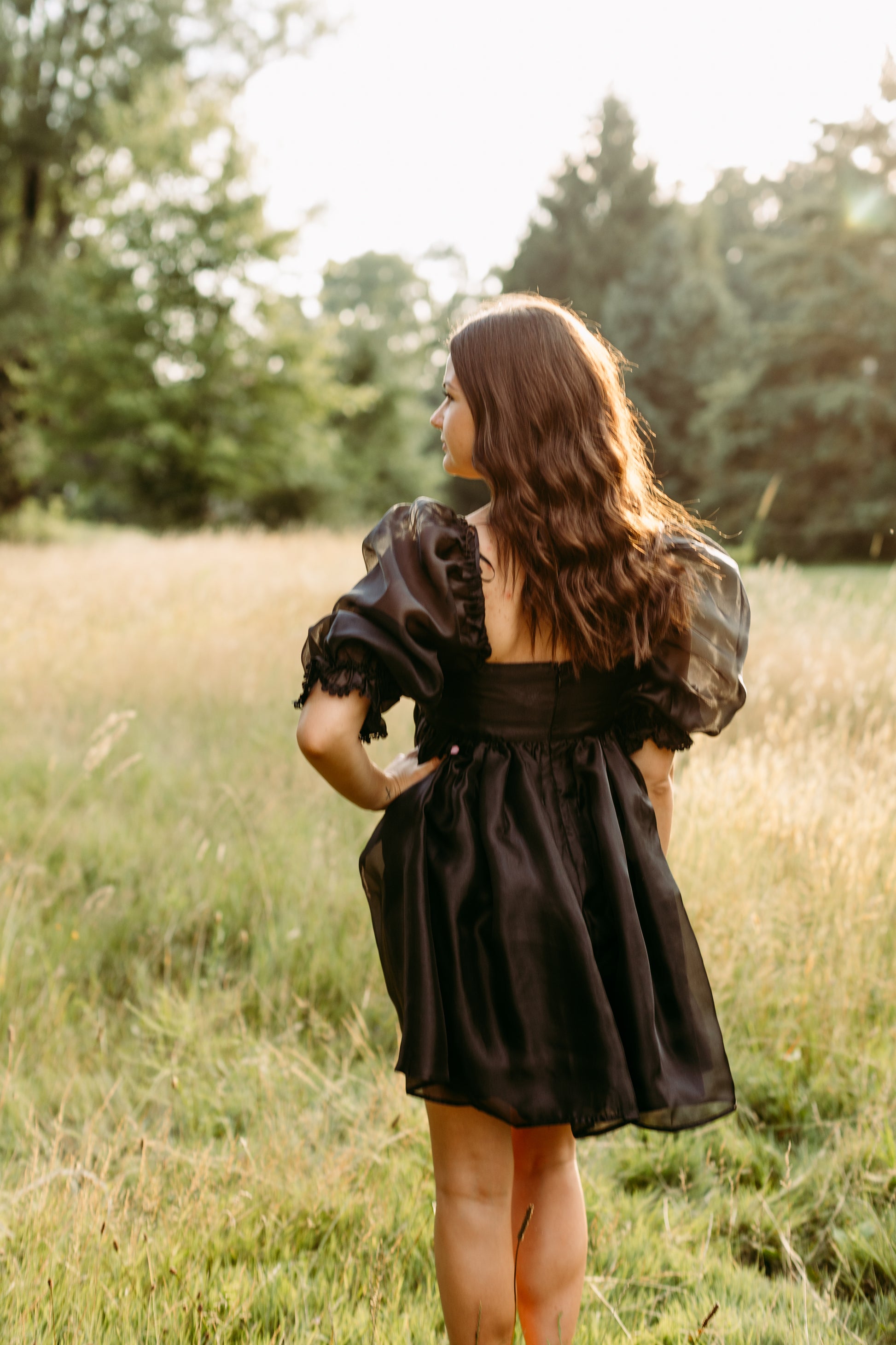 Black Tuelle Babydoll Mini Dress