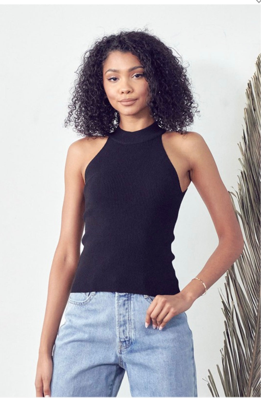 Mock neck halter sweater