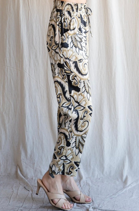 Paisley Pattern Drawstring Pants